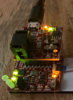 two stacked PCBs in dev-kit